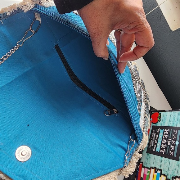 NWT Blue Boho bag coin envelope clutch embroidered hippie sling bag gift her - Picture 5 of 9